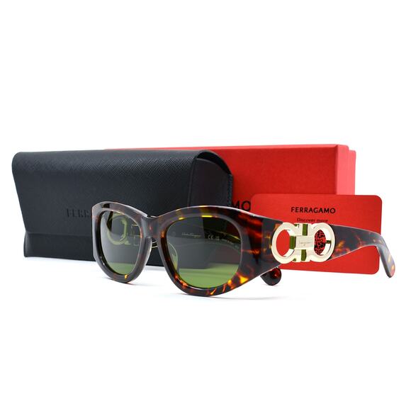 NEW FERRAGAMO SF1082S 219 HAVANA GREEN AUTHENTIC SUNGLASSES - Picture 13 of 14